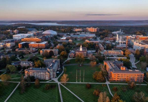 Scenic birds eye view of University of Connecticut Storrs campus.